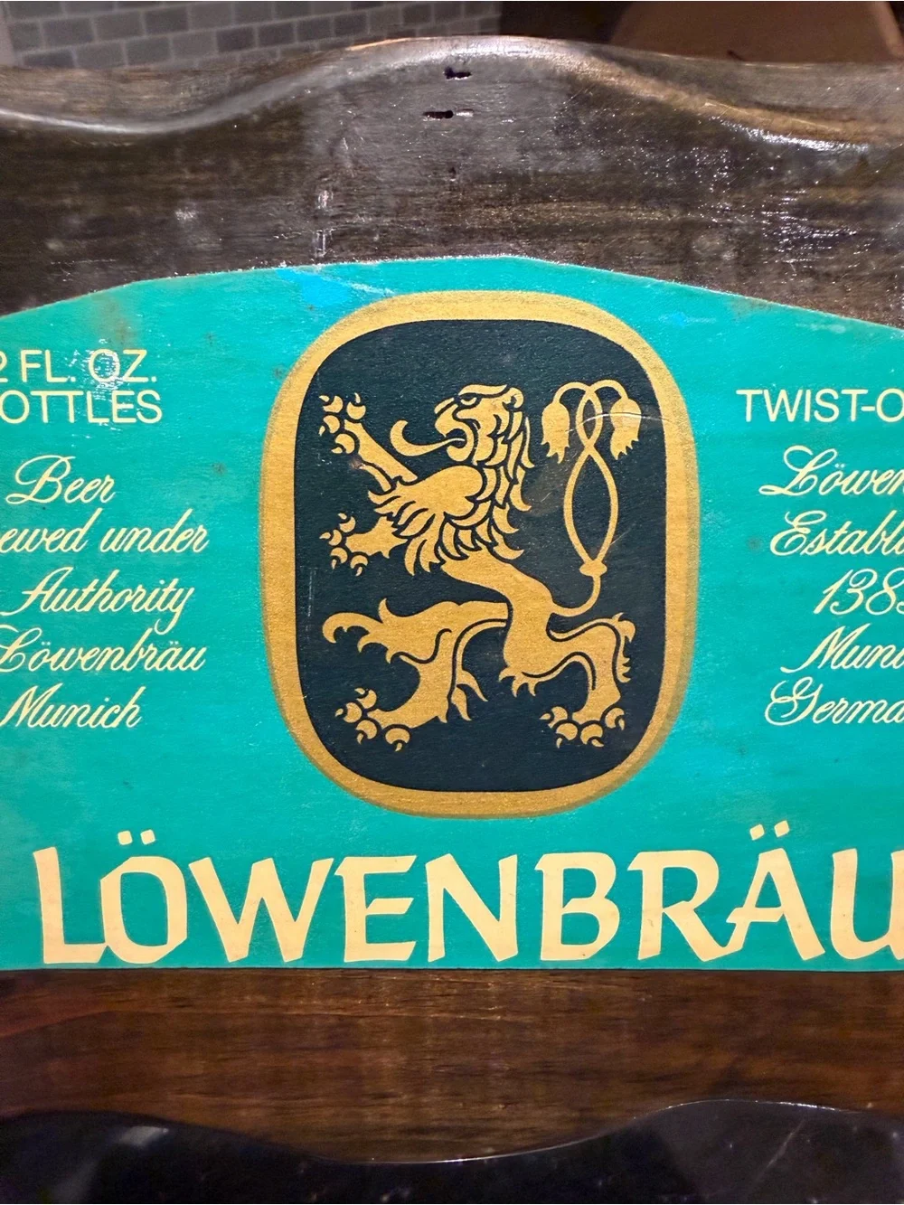 Vintage Lowenbrau Beer Homemade Wooden Sign 8x10”